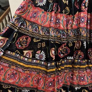Access Womens Boho Maxi Skirt Size L 100% Cotton Made In India Patchwork Print